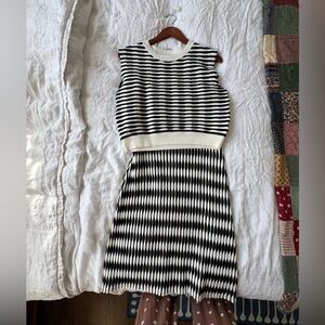 Lucy Paris Monochrome Sleeveless Knit Top and Skirt